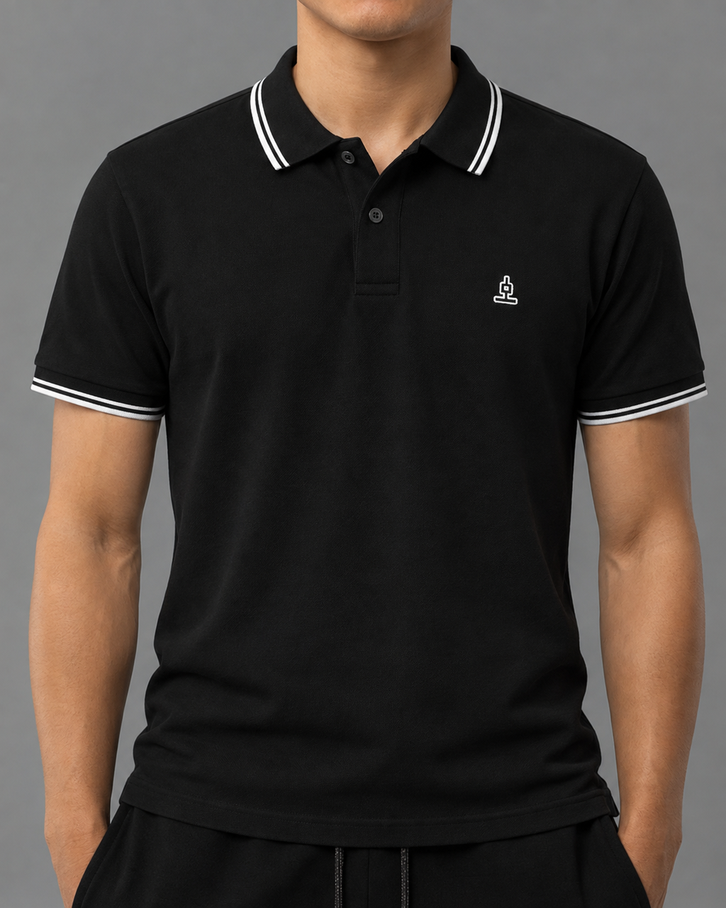 (SOON) Wick Mini Tipped Polo Shirt - Black