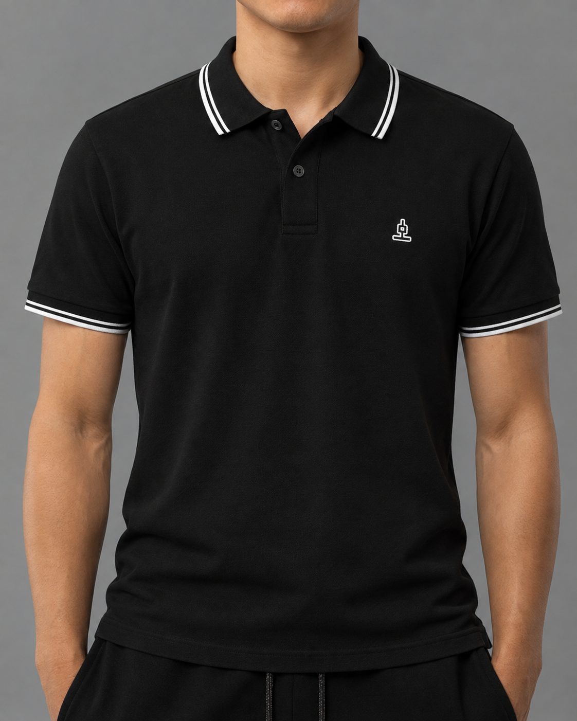 (SOON) Wick Mini Tipped Polo Shirt - Black